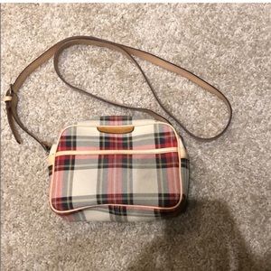 Vintage Tommy Hilfiger Red Green Tan Tartan Plaid Crossbody Bag Purse